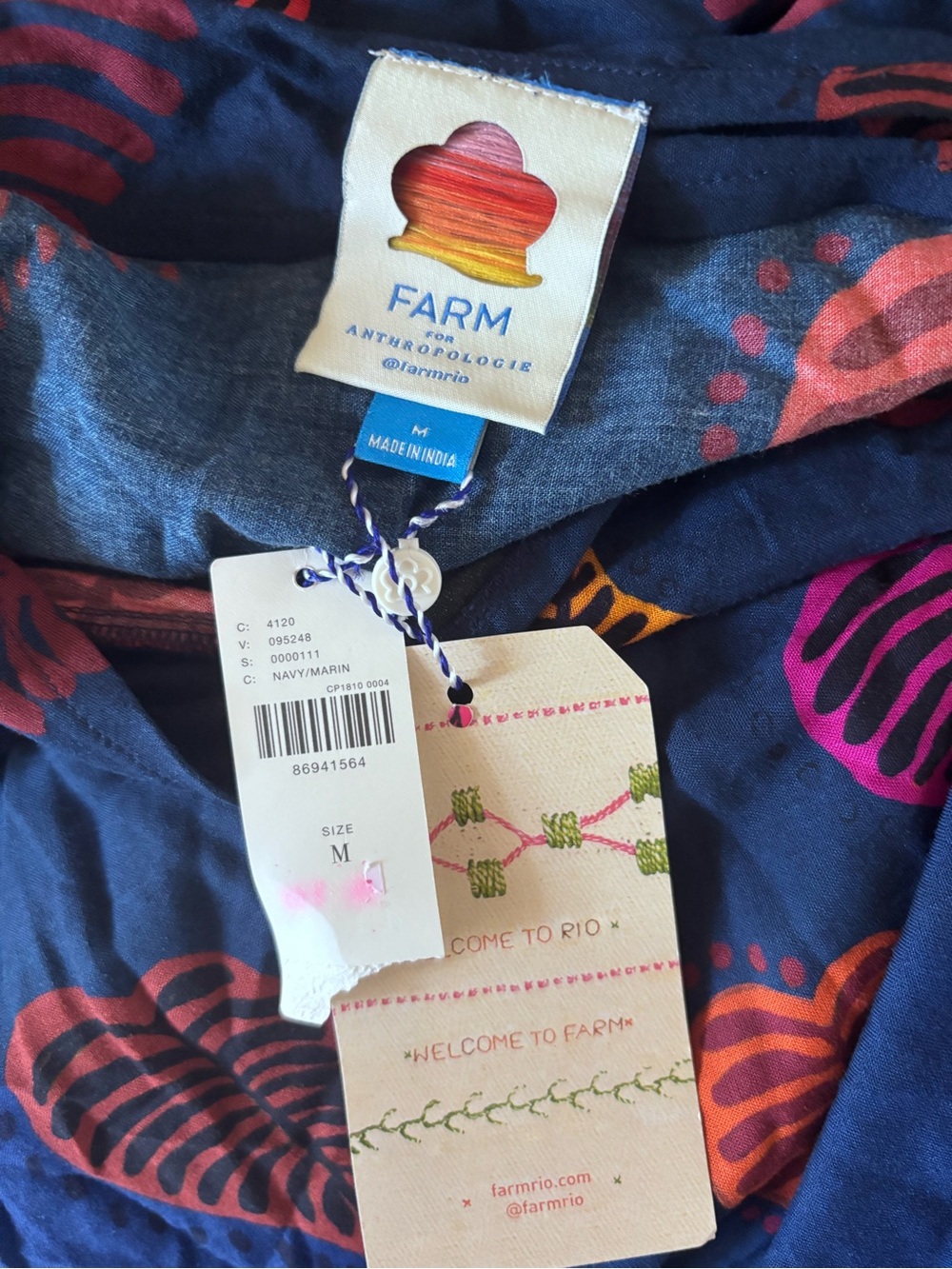 NWT Farm Rio x By Anthropologie Satin Slip Midi Skirt - Multi - Picture 9 of 12